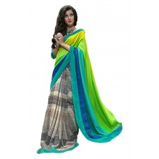 Triveni Graceful Multi Colored Printed Jacquard Georgette Saree